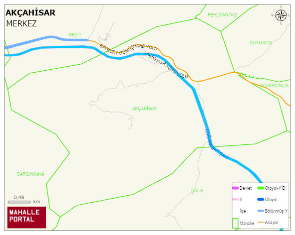 AKÇAHİSAR Köyü Haritası | İnteraktif Köy ve Mahalle Sınırları