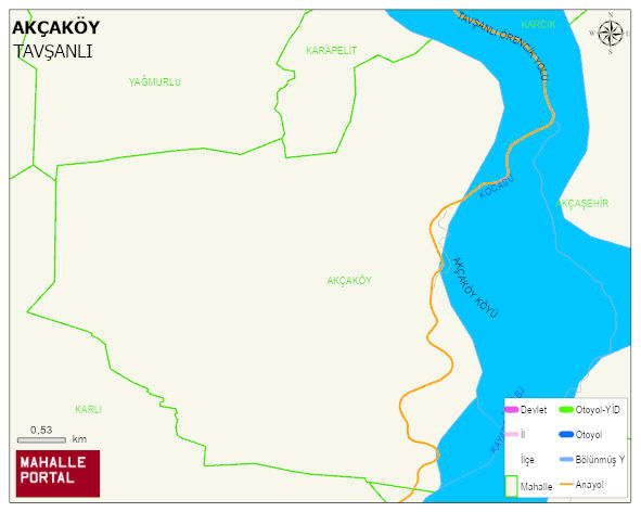 AKÇAKÖY Köyü Haritası | Dağlar, Ovalar ve Akarsu Bilgileri