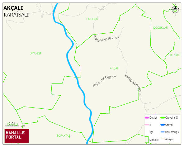 AKÇALI Mahallesi Haritası | Yükselti ve Doğa Özellikleri