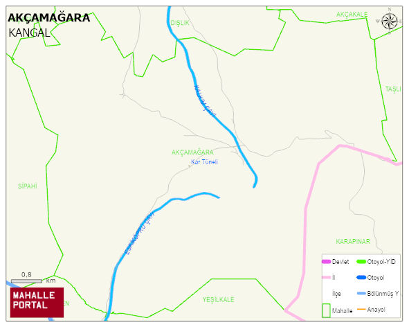 AKÇAMAĞARA Köyü Haritası | Yükselti ve Doğa Özellikleri