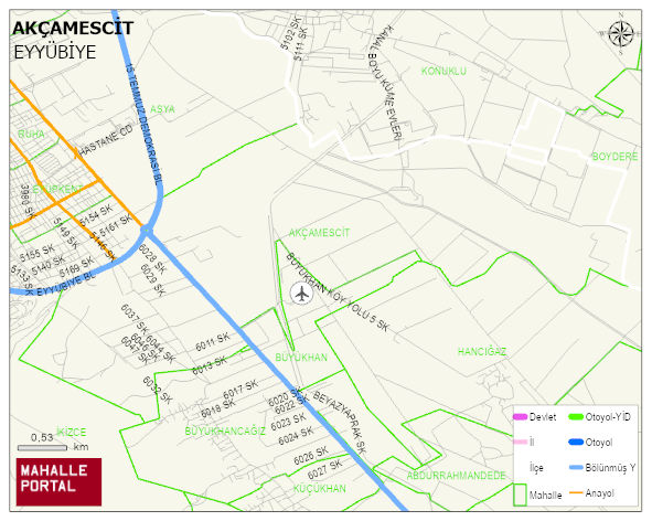 AKÇAMESCİT Mahallesi Haritası | Mahalle ve Köy Sınırı