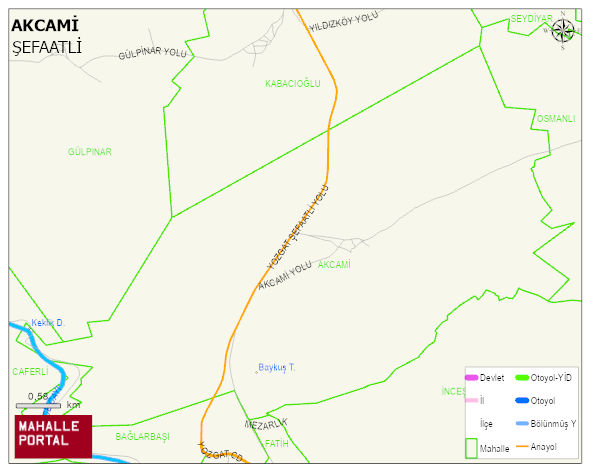 AKCAMİ Köyü Haritası | Coğrafi Yapı ve Detaylı Haritası