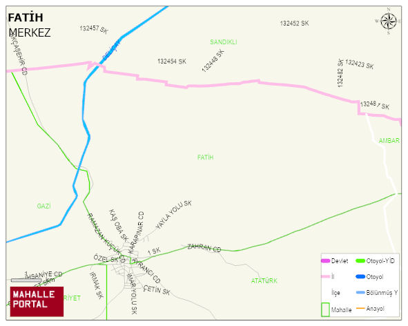 AKÇAŞEHİR BELDESİ FATİH Mahallesi Haritası | Dağlar, Ovalar ve Akarsu Bilgileri