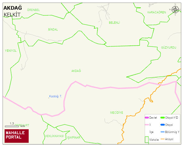 AKDAĞ Köyü Haritası | Mahalle ve Köy Sınırı