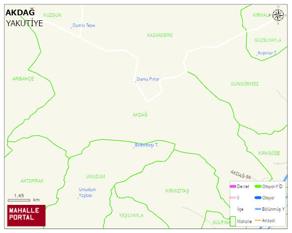 AKDAĞ Mahallesi Haritası | Yükselti ve Doğa Özellikleri