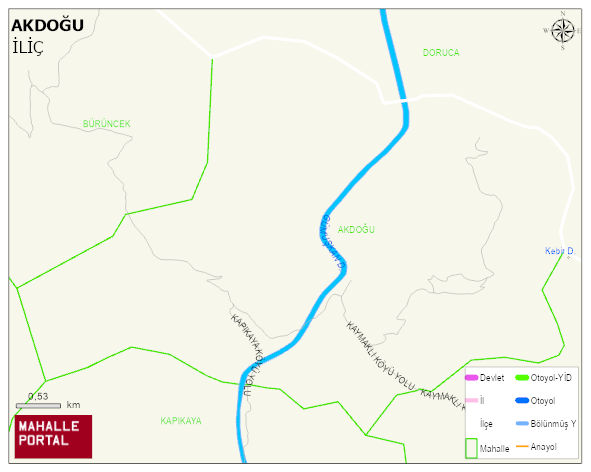 AKDOĞU Köyü Haritası | Yükselti ve Doğa Özellikleri
