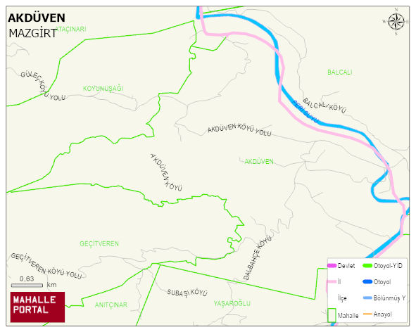 AKDÜVEN Köyü Haritası | Detaylı Köy ve Mahalle Görünümü