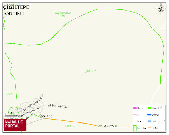 AKHARIM BELDESİ ÇİĞİLTEPE Mahallesi Haritası | Mahalle ve Köy Sınırı