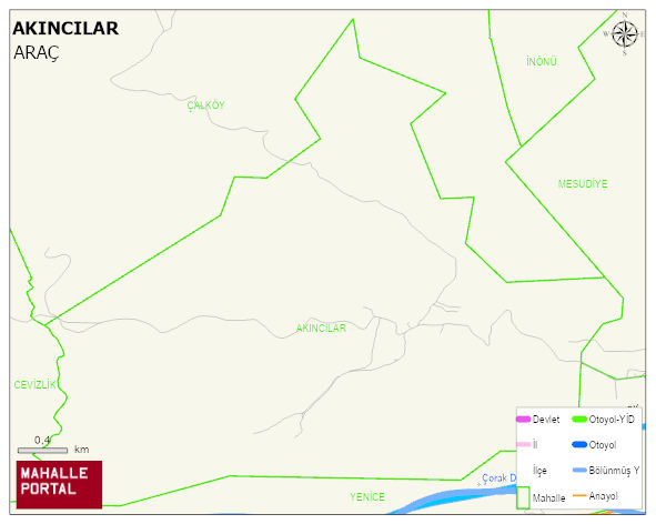 AKINCILAR Köyü Haritası | Sayısal Bölge Görünümü