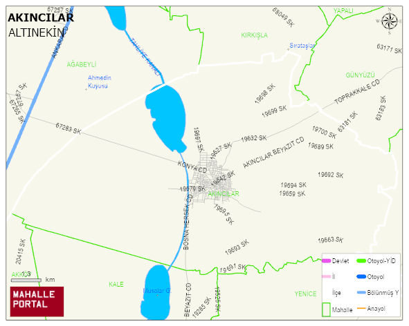 AKINCILAR Mahallesi Haritası | Yükselti ve Doğa Özellikleri