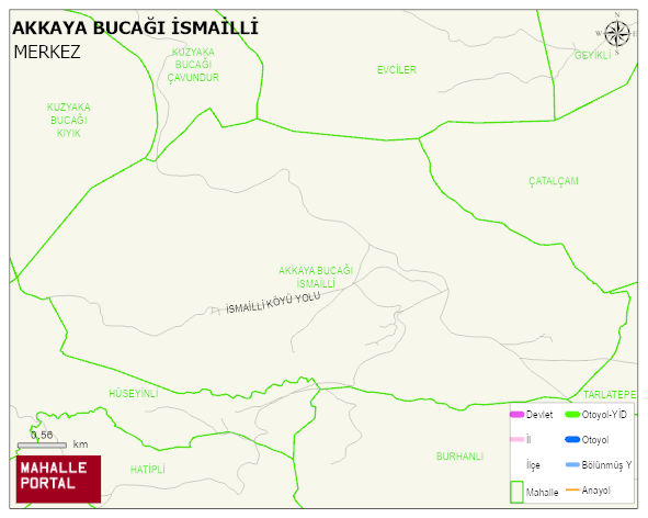 AKKAYA BUCAĞI İSMAİLLİ Köyü Haritası | Mahalle ve Köy Sınırı