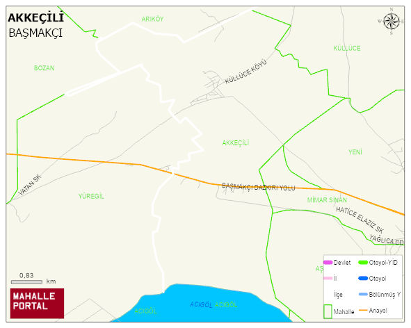 AKKEÇİLİ Köyü Haritası | Yükselti ve Doğa Özellikleri