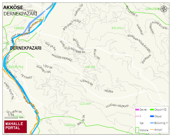 AKKÖSE Mahallesi Haritası | Dağlar, Ovalar ve Akarsu Bilgileri