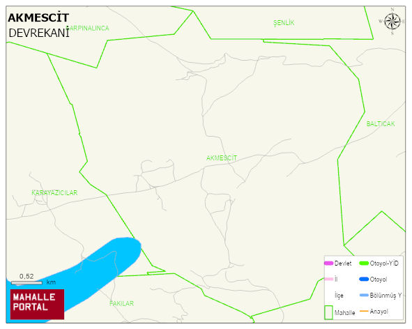 AKMESCİT Köyü Haritası | Mahalle ve Köy Sınırı
