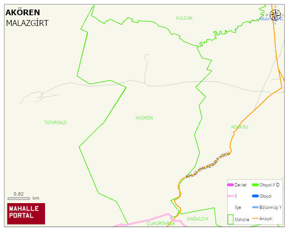 AKÖREN Köyü Haritası | Sayısal Bölge Görünümü