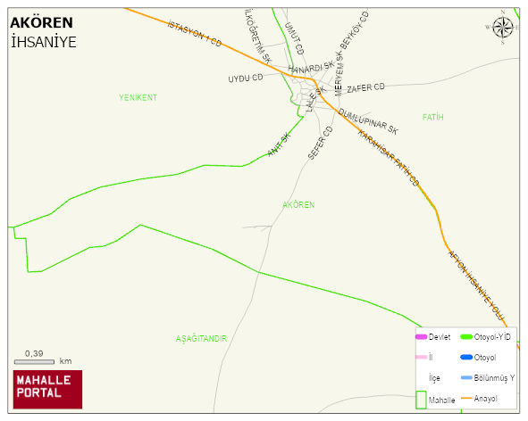 AKÖREN Mahallesi Haritası | Mahalle ve Köy Sınırı