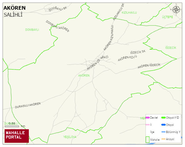 AKÖREN Mahallesi Haritası | Yükselti ve Doğa Özellikleri