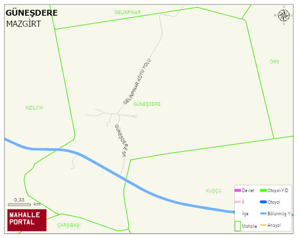 AKPAZAR BELDESİ GÜNEŞDERE Mahallesi Haritası | Mahalle ve Köy Sınırı