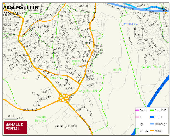 AKŞEMSETTİN Mahallesi Haritası | Dağlar, Ovalar ve Akarsu Bilgileri