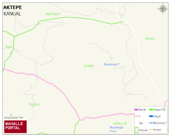 AKTEPE Köyü Haritası | Yükselti ve Doğa Özellikleri