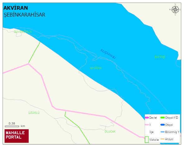 AKVİRAN Köyü Haritası | Dağlar, Ovalar ve Akarsu Bilgileri