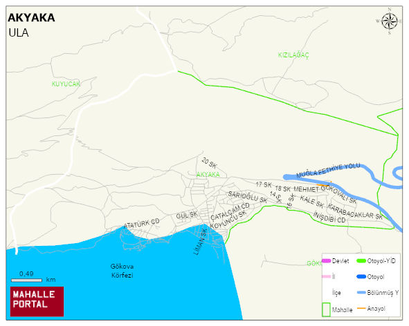 AKYAKA Mahallesi Haritası | Sayısal Bölge Görünümü