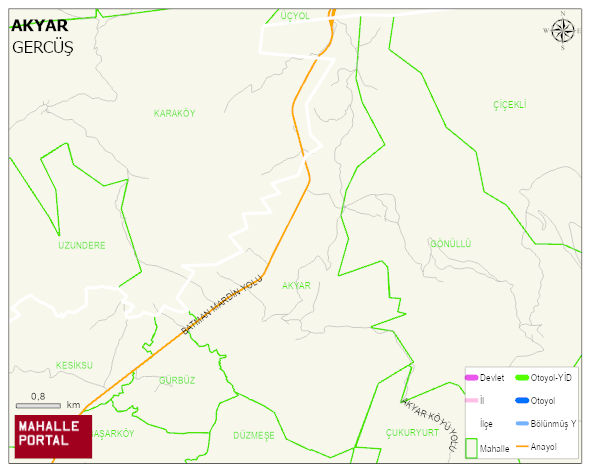 AKYAR Köyü Haritası | Dağlar, Ovalar ve Akarsu Bilgileri