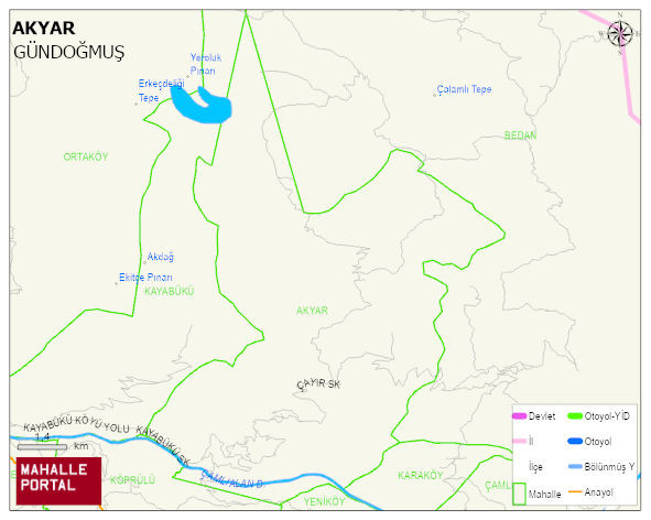 AKYAR Mahallesi Haritası | Yükselti ve Doğa Özellikleri