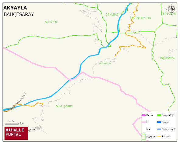AKYAYLA Mahallesi Haritası | Yükselti ve Doğa Özellikleri