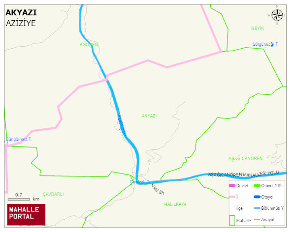 AKYAZI Mahallesi Haritası | Güncel Mahalle ve Köy Haritası