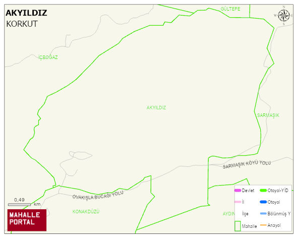 AKYILDIZ Köyü Haritası | Mahalle ve Köy Sınırı