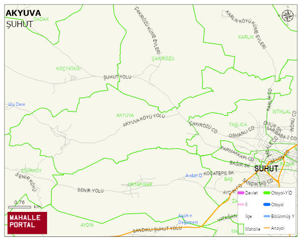 AKYUVA Köyü Haritası | Mahalle ve Köy Sınırı