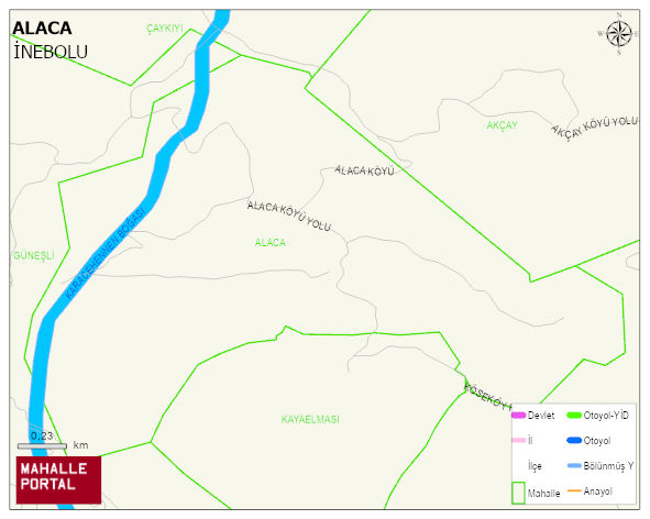 ALACA Köyü Haritası | Mahalle ve Köy Sınırı