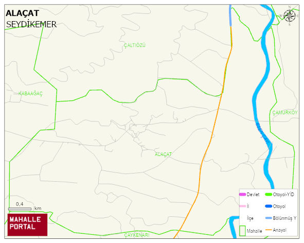 ALAÇAT Mahallesi Haritası | Yükselti ve Doğa Özellikleri