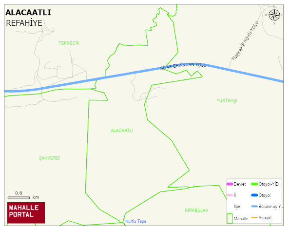 ALACATLI Köyü Haritası | Yükselti ve Doğa Özellikleri