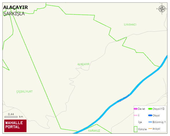 ALAÇAYIR Köyü Haritası | Dağlar, Ovalar ve Akarsu Bilgileri
