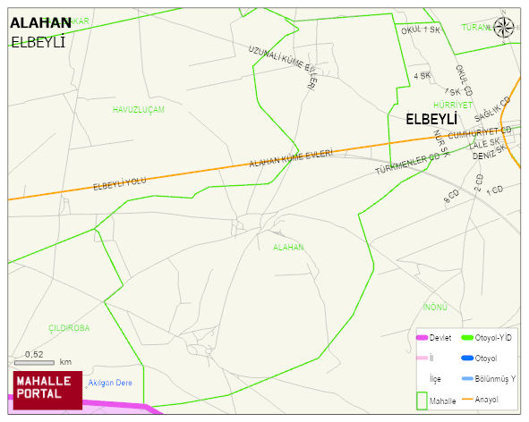 ALAHAN Köyü Haritası | Coğrafi Yapı ve Detaylı Haritası