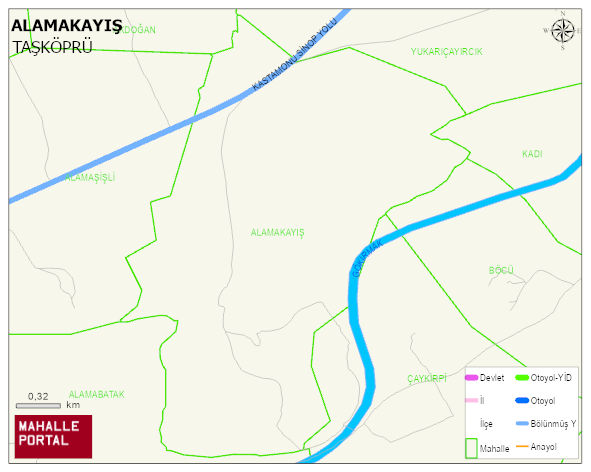 ALAMAKAYIŞ Köyü Haritası | Mahalle ve Köy Sınırı