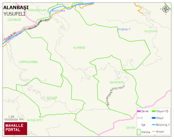 ALANBAŞI Köyü Haritası | Detaylı Köy ve Mahalle Görünümü