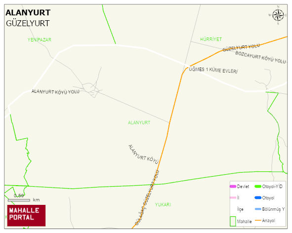 ALANYURT Köyü Haritası | Detaylı Köy ve Mahalle Görünümü