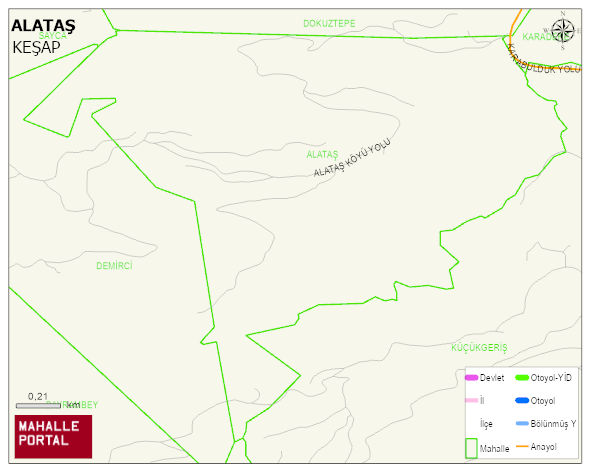 ALATAŞ Köyü Haritası | Dağlar, Ovalar ve Akarsu Bilgileri