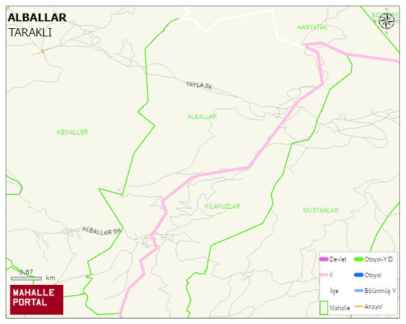 ALBALLAR Mahallesi Haritası | Dağlar, Ovalar ve Akarsu Bilgileri