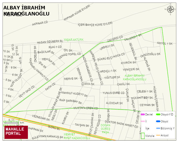 ALBAY İBRAHİM KARAOĞLANOĞLU Mahallesi Haritası | Coğrafi Yapı ve Detaylı Haritası
