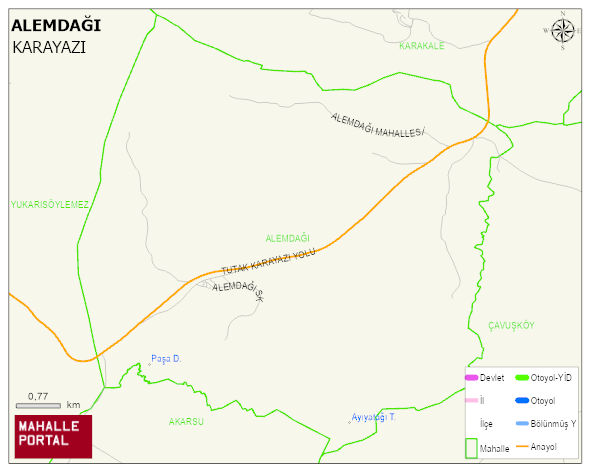 ALEMDAĞI Mahallesi Haritası | Yükselti ve Doğa Özellikleri