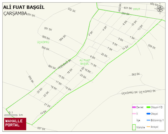 ALİ FUAT BAŞGİL Mahallesi Haritası | Dağlar, Ovalar ve Akarsu Bilgileri