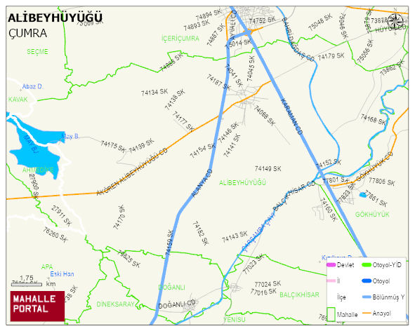 ALİBEYHÜYÜĞÜ Mahallesi Haritası | Mahalle ve Köy Sınırı
