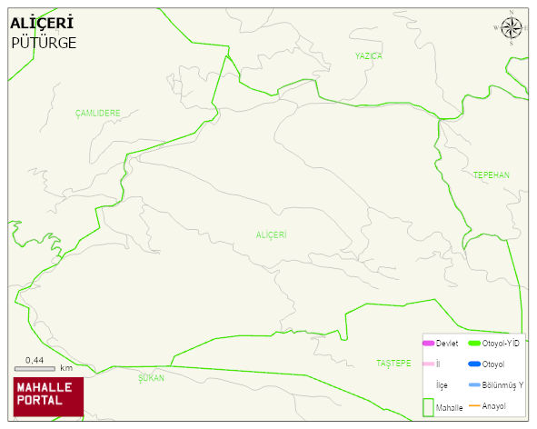 ALİÇERİ Mahallesi Haritası | Yükselti ve Doğa Özellikleri