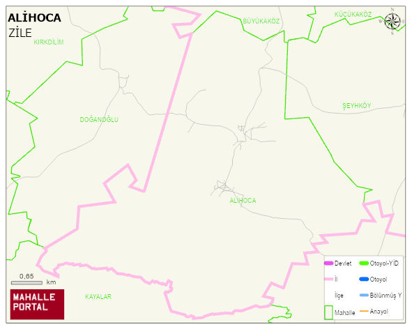 ALİHOCA Köyü Haritası | Yükselti ve Doğa Özellikleri
