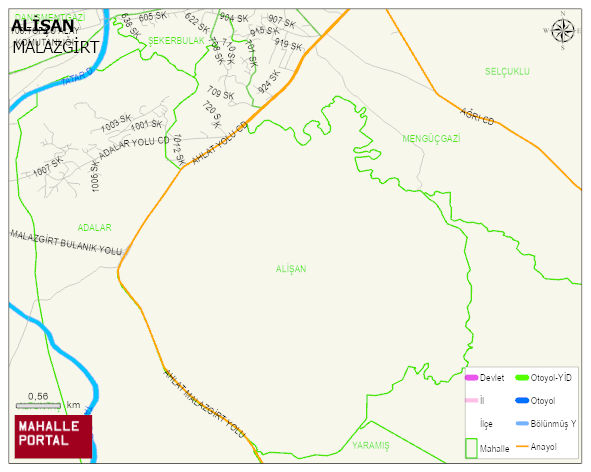ALİŞAN Mahallesi Haritası | Coğrafi Yapı ve Detaylı Haritası
