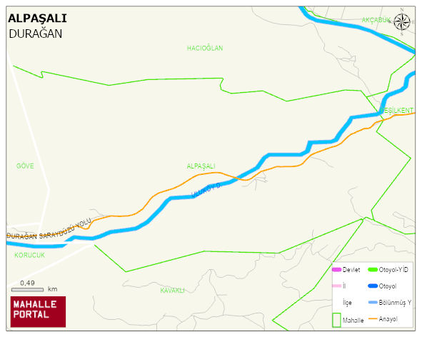 ALPAŞALI Köyü Haritası | Yükselti ve Doğa Özellikleri